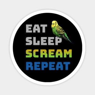 Eat Sleep Scream Repeat Budgie Magnet